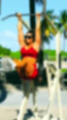 "A girl is doing intense exercises to achieve a six-pack and stay motivated."