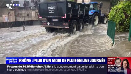 Download Video: L'équivalent d'un mois de pluie est tombé ce dimanche dans des communes du Rhône