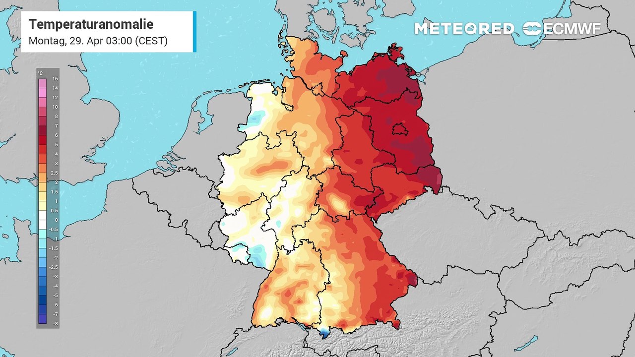Extrem positive Temperaturanomalie in Deutschland! Die Wärme ist wieder zurück.
