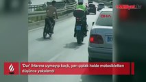 'Dur' ihtarına uymayıp kaçtı! Yarı çıplak halde motosikletten düşünce yakalandı