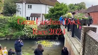 Rubber duckies bob down the River Wey at the 2024 Great Farnham Duck Race