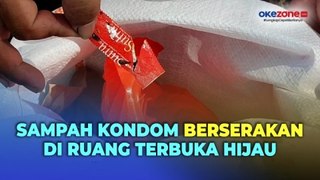 Petugas Bersihkan Sampah Kondom di Ruang Terbuka Hijau Grogol Petamburan