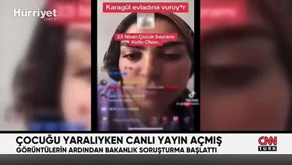 Çocuğu yaralıyken canlı yayın açmış!