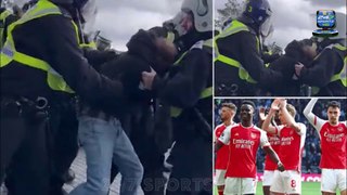 Police in Riot Gear Clash with Fans Outside the Tottenham Hotspur Stadium During Arsenal's 3-2 Win