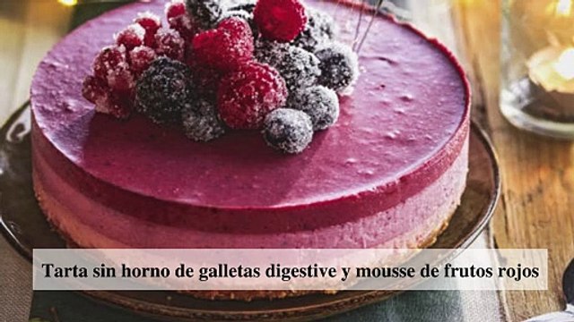 Tarta sin horno de galletas digestive y mousse de frutos rojos