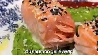 CUISINE ACTUELLE - Saumon grillé au houmous d'épinards
