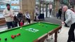 In conversation with snooker legend, Steve Davis, at Sheffield train station