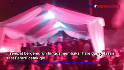 Suporter Timnas di Depok Sempat Bakar Flare dan Petasan, Namun Gol Ferarri Dianulir VAR