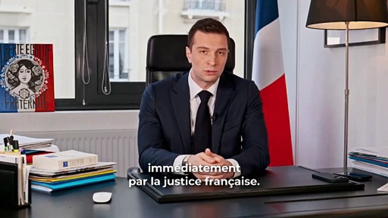 Le Président du Rassemblement National, Jordan Bardella prend la parole, ce soir "avec tristesse et colère" sur les réseaux sociaux