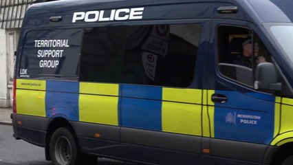 Police van arrrives as man charged with murder of 14-year-old boy appears at court