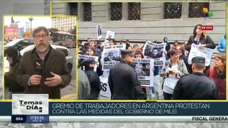 Trabajadores argentinos protestan contra las medidas del Gobierno de Milei