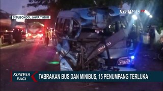 Tabrakan Bus dan Minibus di Jalur Pantura Situbondo, 15 Penumpang Terluka