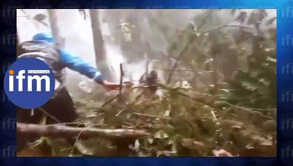 Imágenes del lugar donde se accidentó el helicoptero
