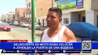 Cercado de Lima: delincuente en moto arrebata celular a joven