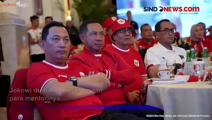 Momen Presiden Jokowi Nobar Indonesia vs Uzbekistan Bareng Para Menteri di Istana