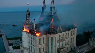 Flames engulf Ukraine’s ‘Harry Potter castle’ after deadly Russian missile attack
