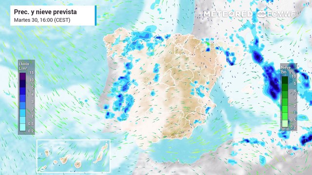 Mayo comenzará con chubascos, tormentas y nevadas en España