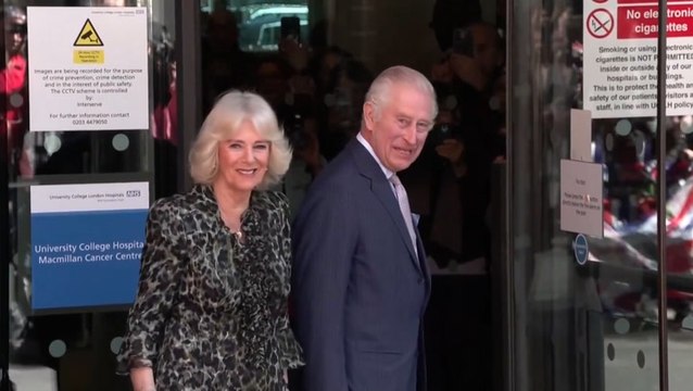 King Charles smiles and waves as he is greeted by cheers from public on return to royal duties
