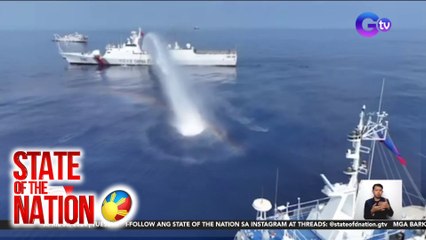 Barko ng BFAR at PCG na maghahatid ng supply sa mga mangingisda sa Bajo De Masinloc, binugahan ng tubig ng China | SONA