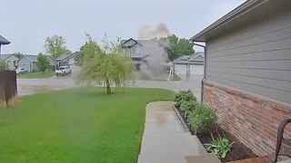 Lightning Strikes Electric Pole During Storm in Kansas, USA