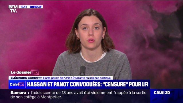 Auditions de Mathilde Panot et Rima Hassan: Éléonore Schmitt (porte-parole de l'Union Étudiante) dénonce une censure et un musellement des voix pour la paix