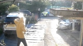 Moment police take down Hainault sword attack suspect captured on home CCTV