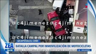 Captan pelea campal entre motociclistas y policías en Azcapotzalco, CDMX