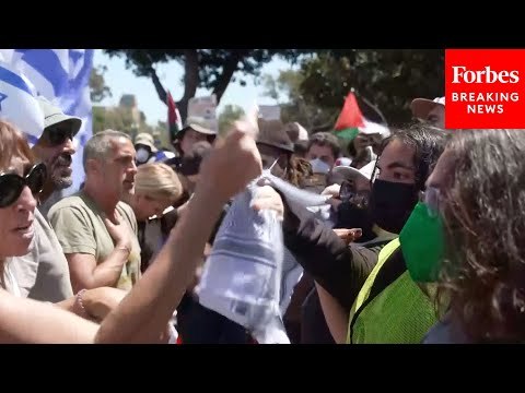 Pro-Palestinian And Pro-Israel Protesters Face Off At UCLA In Los Angeles, California