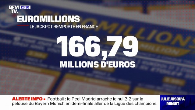 Euromillions: le jackpot de 166,79 millions d'euros remporté en France