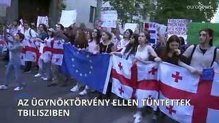 Az ügynöktörvény ellen tüntettek Tbilisziben