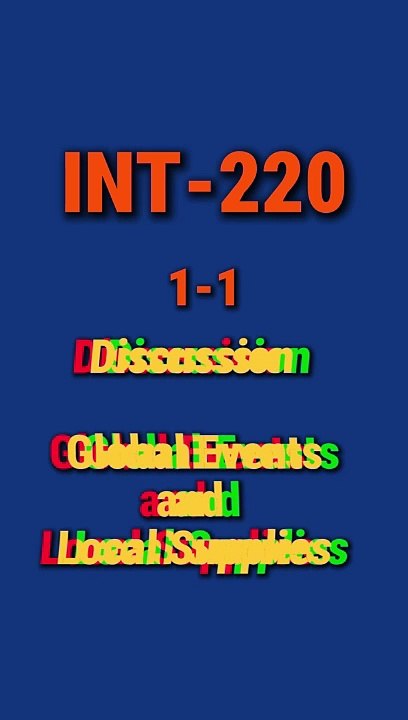 INT 220 1-1 Discussion Global Events and Local Supplies