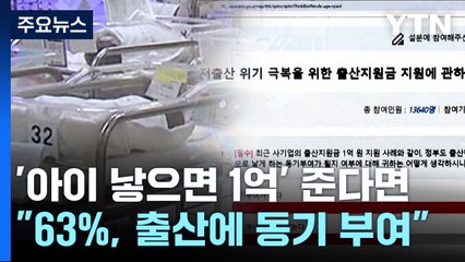 '아이 낳으면 1억' 묻자...국민 62.5% "출산 동기부여" / YTN