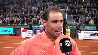 Tennis - Madrid 2024 - Rafael Nadal, his family's tears, Rafa's speech and humour, standing ovations for the King of the Clay