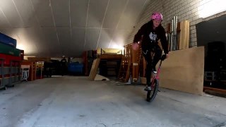 Woman Tumbles While Performing Tricks With Unicycle