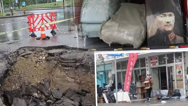 Ankara'da şiddetli yağış! Yollar çöktü, araçlar, ev ve iş yerleri hasar gördü