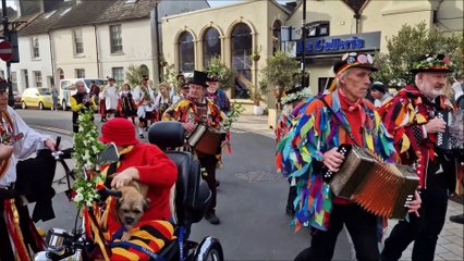 Sompting Village Morris May Day procession in Shoreham and the crowning of the May Queen