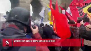 Yer: Saraçhane! Eylemciler polise damacana ile saldırdı