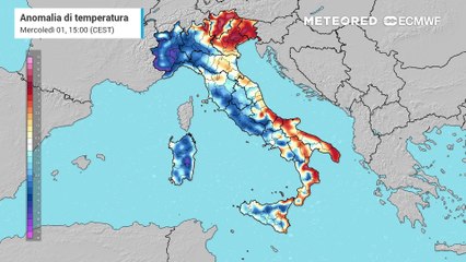 Mappa relativa alle anomalie di temperatura