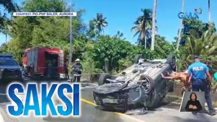 2 sugatan matapos tumaob ang sinasakyang kotse; driver, natapunan umano ng kape habang nagmamaneho | Saksi
