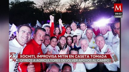 Xóchitl Gálvez realiza mitin improvisado en caseta de Sinaloa