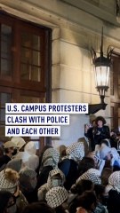 U.S. campus protesters clash with police and each other