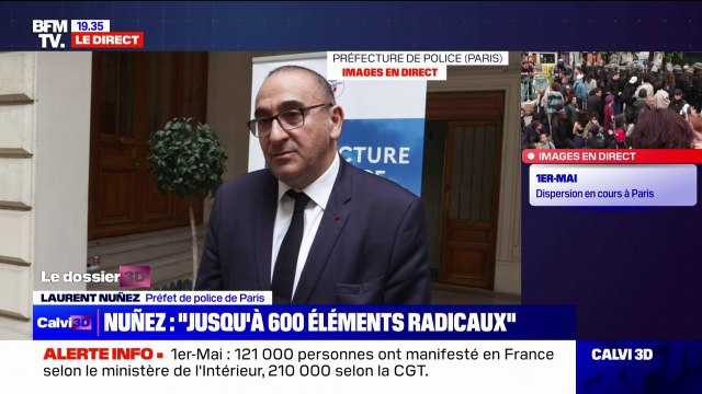 Manifestation du 1er-Mai à Paris: On a 13 effectifs légèrement blessés qui ont dû être conduits en milieu hospitalier , indique le préfet de police Laurent Nuñez