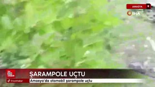 Amasya'da otomobil şarampole uçtu