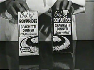 1950s Chef Boy Ar-Dee spaghetti dinner TV commercial