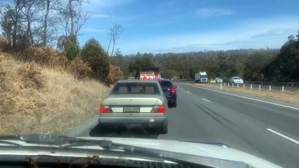 Traffic bank-up on the Kings Meadows Connector