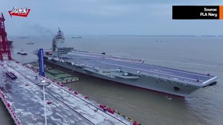 ビデオ：中国の最新の空母、福建、海上での試験を開始