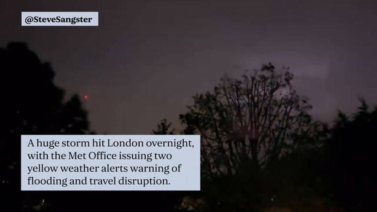 Huge thunderstorm hits London with 'biblical' rain as Met Office issues travel and flood warning