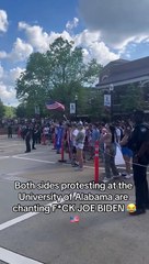 Les deux camps qui manifestent à l’Université d’Alabama scandent F*CK JOE BIDEN.