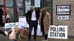 Sadiq Khan and his dog arrive at polling station as London mayor casts vote in local election