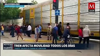 Ciudad Juárez dividida por el paso del tren de carga